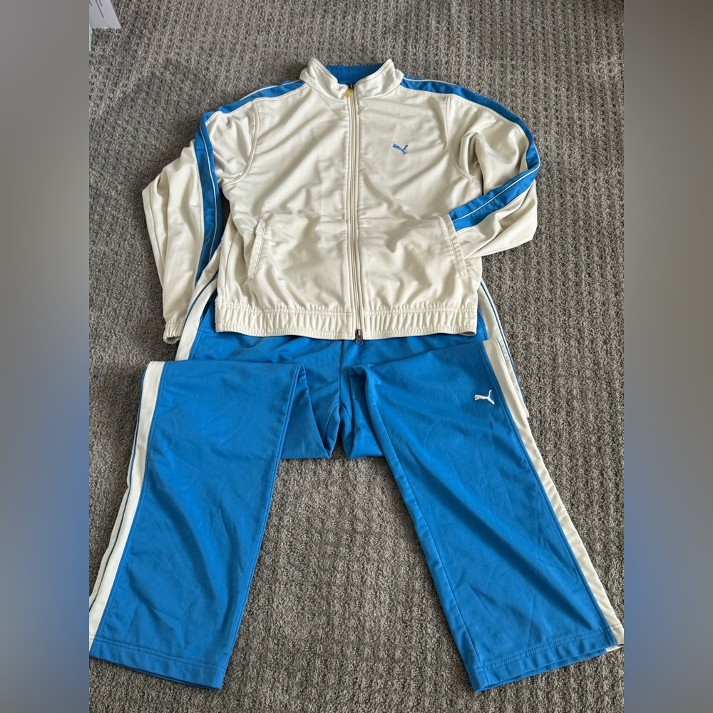 Women’s Retro Puma Blue and Cream Tracksuit